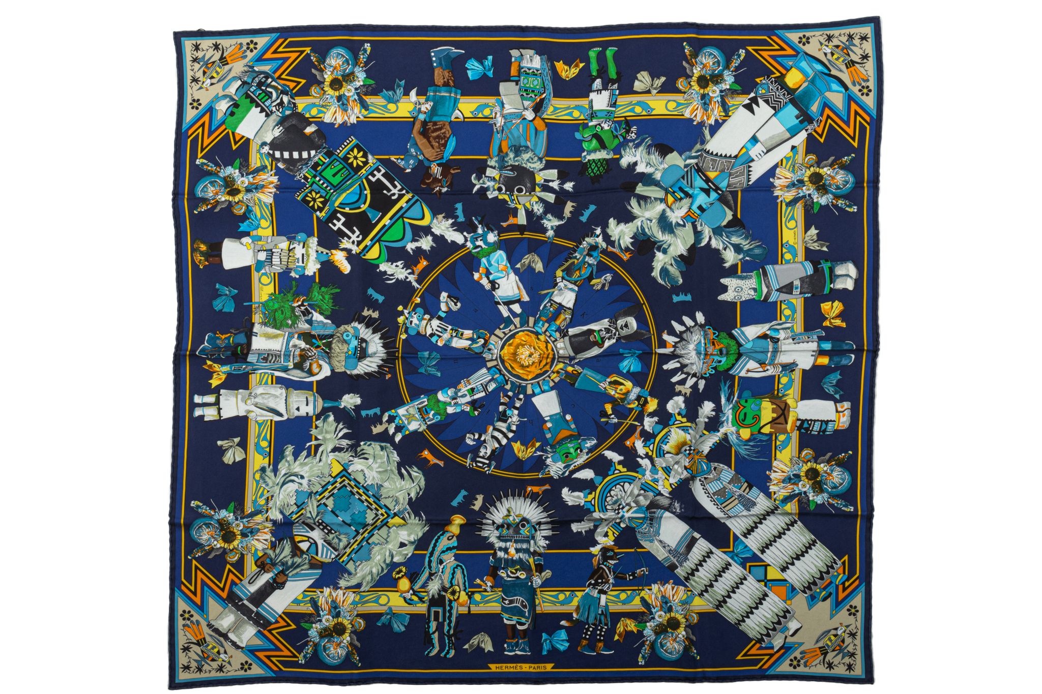 Herm¨¨s Kermit Oliver Kachinas Scarf Blue 1 Herm¨¨s Kermit Oliver Kachinas Scarf Blue