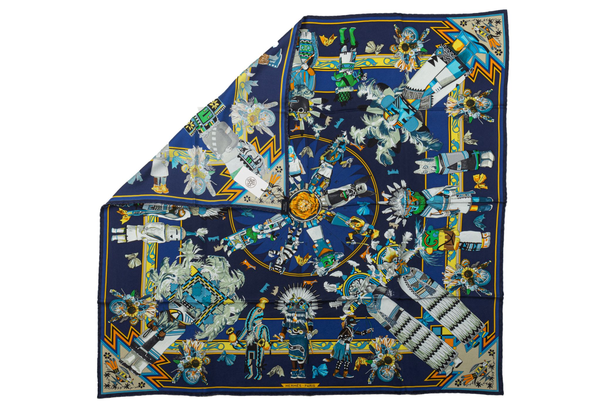Herm¨¨s Kermit Oliver Kachinas Scarf Blue 2 Herm¨¨s Kermit Oliver Kachinas Scarf Blue