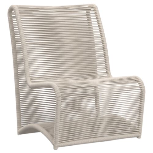 Amira Outdoor Aluminum/Rope Armless Club Chair, Sand