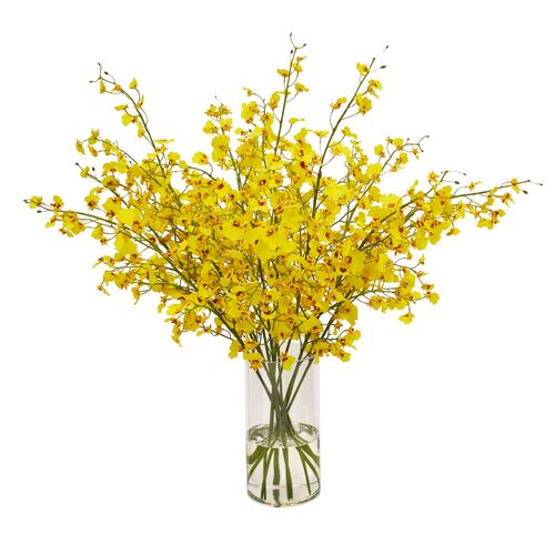 26" Dancing Oncidium in Vase, Faux 1 26" Dancing Oncidium in Vase, Faux