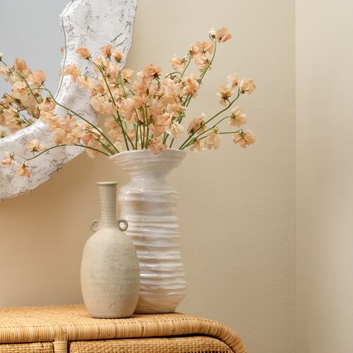 Marine Large Ribbed Ceramic Vase, Cream 2 Marine Large Ribbed Ceramic Vase, Cream