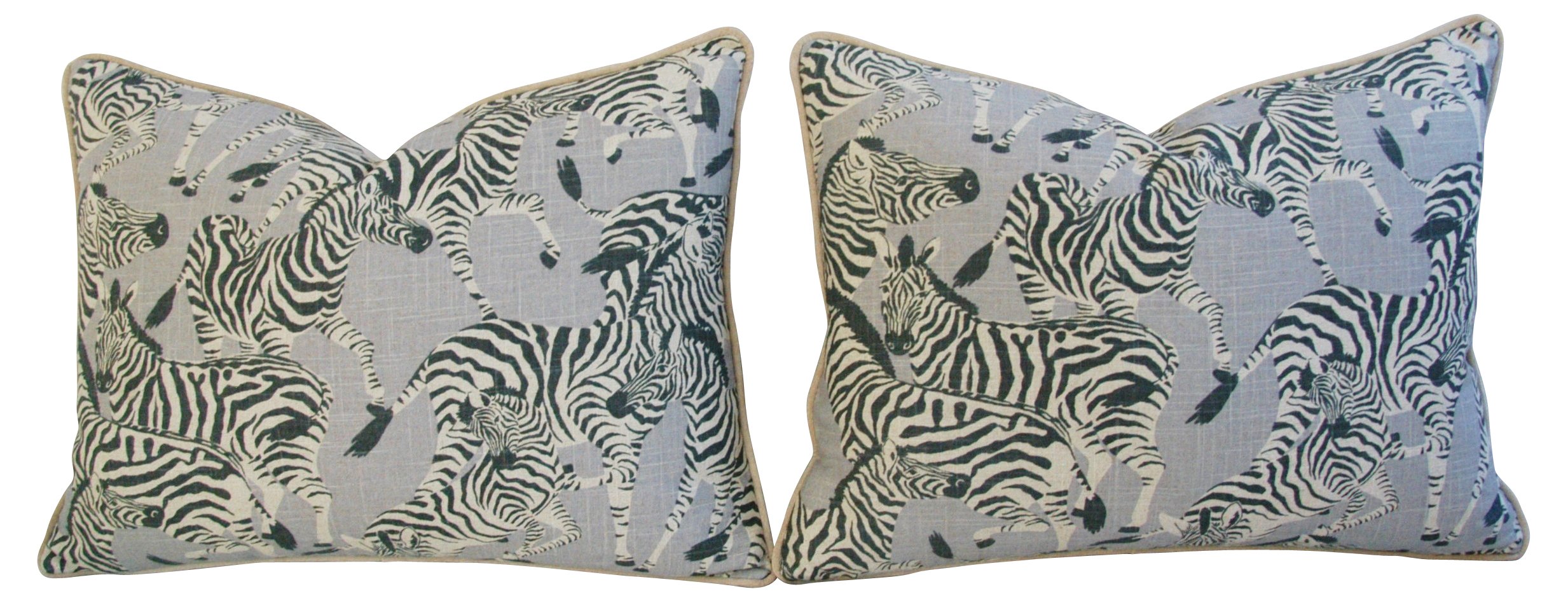 Safari Zebra Linen/Velvet Pillows, Pair 1 Safari Zebra Linen/Velvet Pillows, Pair