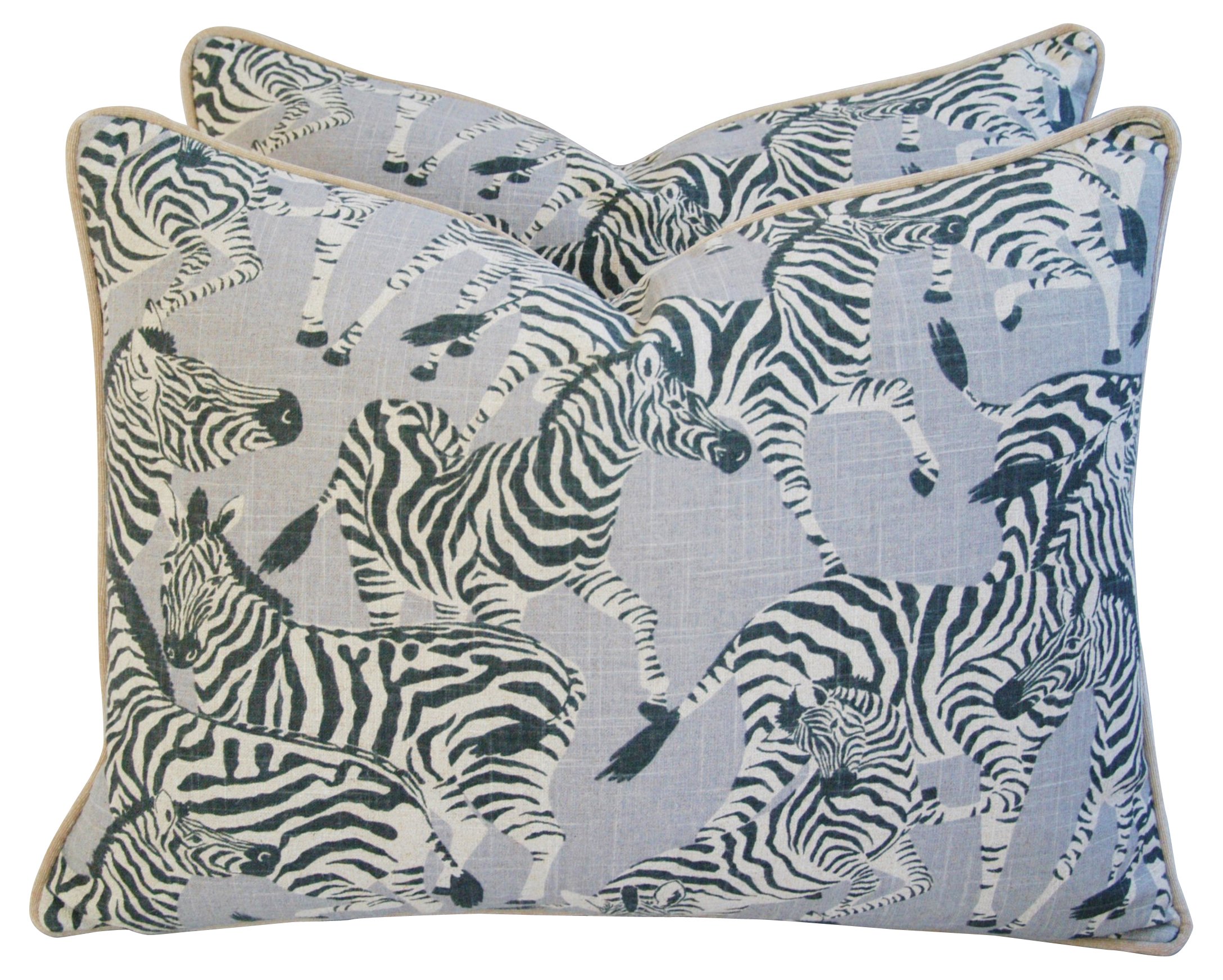 Safari Zebra Linen/Velvet Pillows, Pair 10 Safari Zebra Linen/Velvet Pillows, Pair