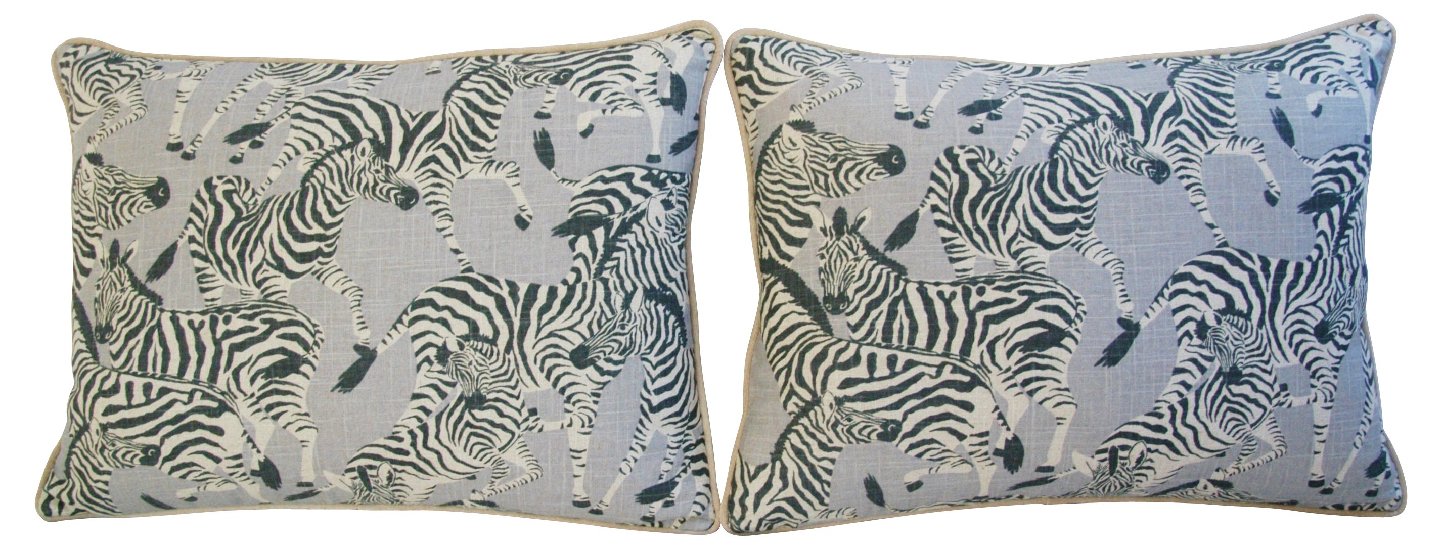 Safari Zebra Linen/Velvet Pillows, Pair 4 Safari Zebra Linen/Velvet Pillows, Pair