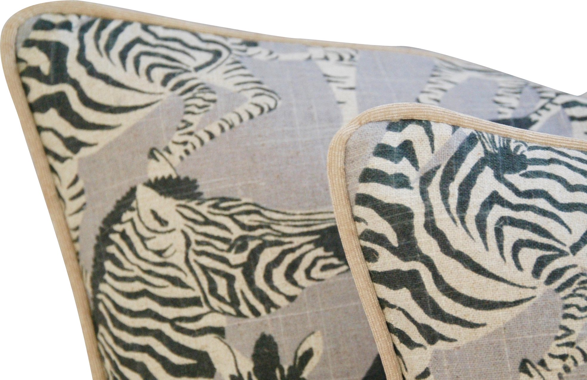 Safari Zebra Linen/Velvet Pillows, Pair 5 Safari Zebra Linen/Velvet Pillows, Pair