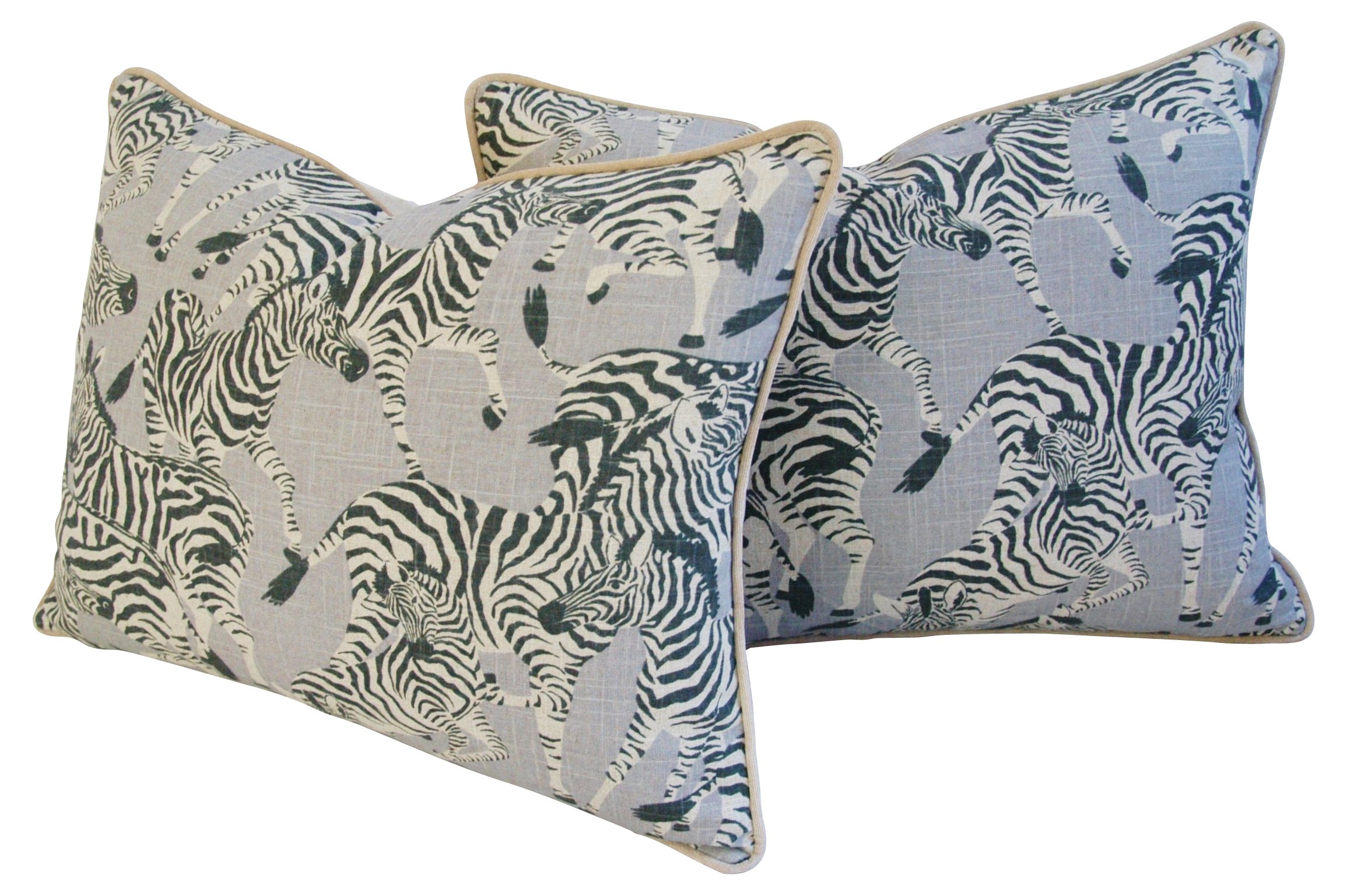 Safari Zebra Linen/Velvet Pillows, Pair 6 Safari Zebra Linen/Velvet Pillows, Pair