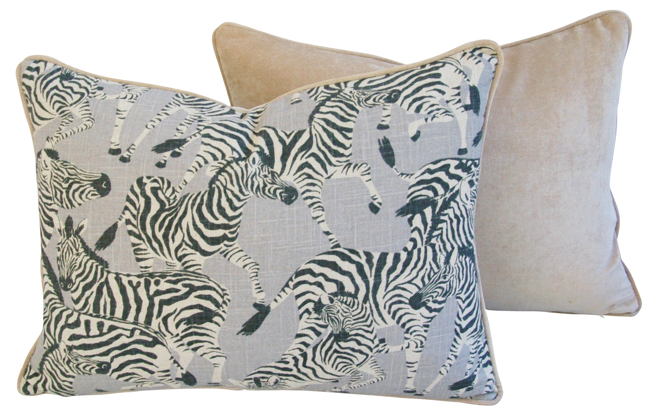 Safari Zebra Linen/Velvet Pillows, Pair 7 Safari Zebra Linen/Velvet Pillows, Pair