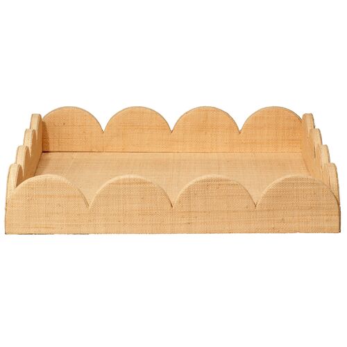 Wonderland Scalloped Tray, Natural Raffia 1 Wonderland Scalloped Tray, Natural Raffia
