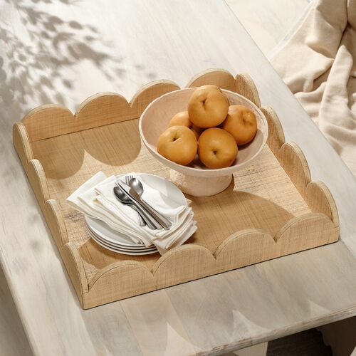 Wonderland Scalloped Tray, Natural Raffia 2 Wonderland Scalloped Tray, Natural Raffia