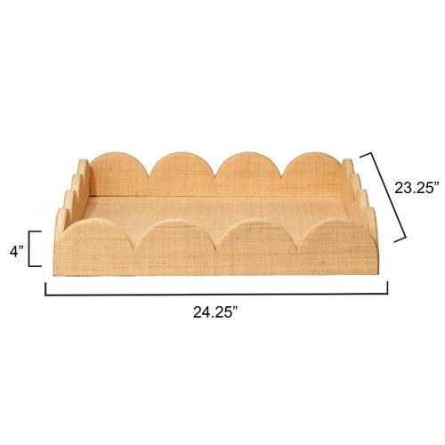 Wonderland Scalloped Tray, Natural Raffia 3 Wonderland Scalloped Tray, Natural Raffia
