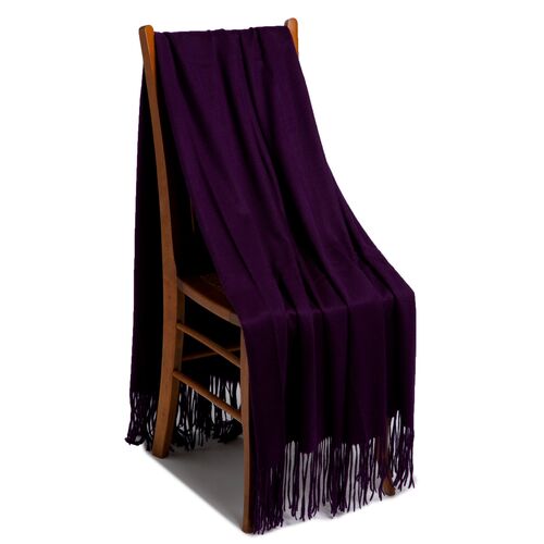Solid Cashmere Throw, Purple 2 Solid Cashmere Throw, Purple