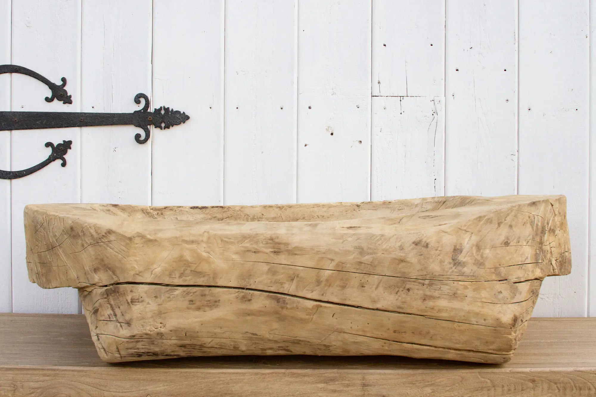 Antique Bleached Wood Trough Planter 3 Antique Bleached Wood Trough Planter