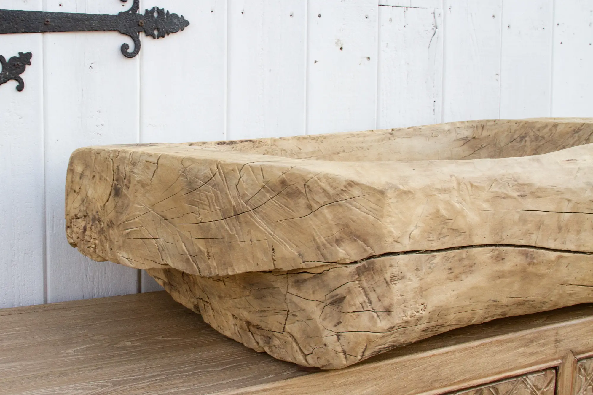 Antique Bleached Wood Trough Planter 4 Antique Bleached Wood Trough Planter