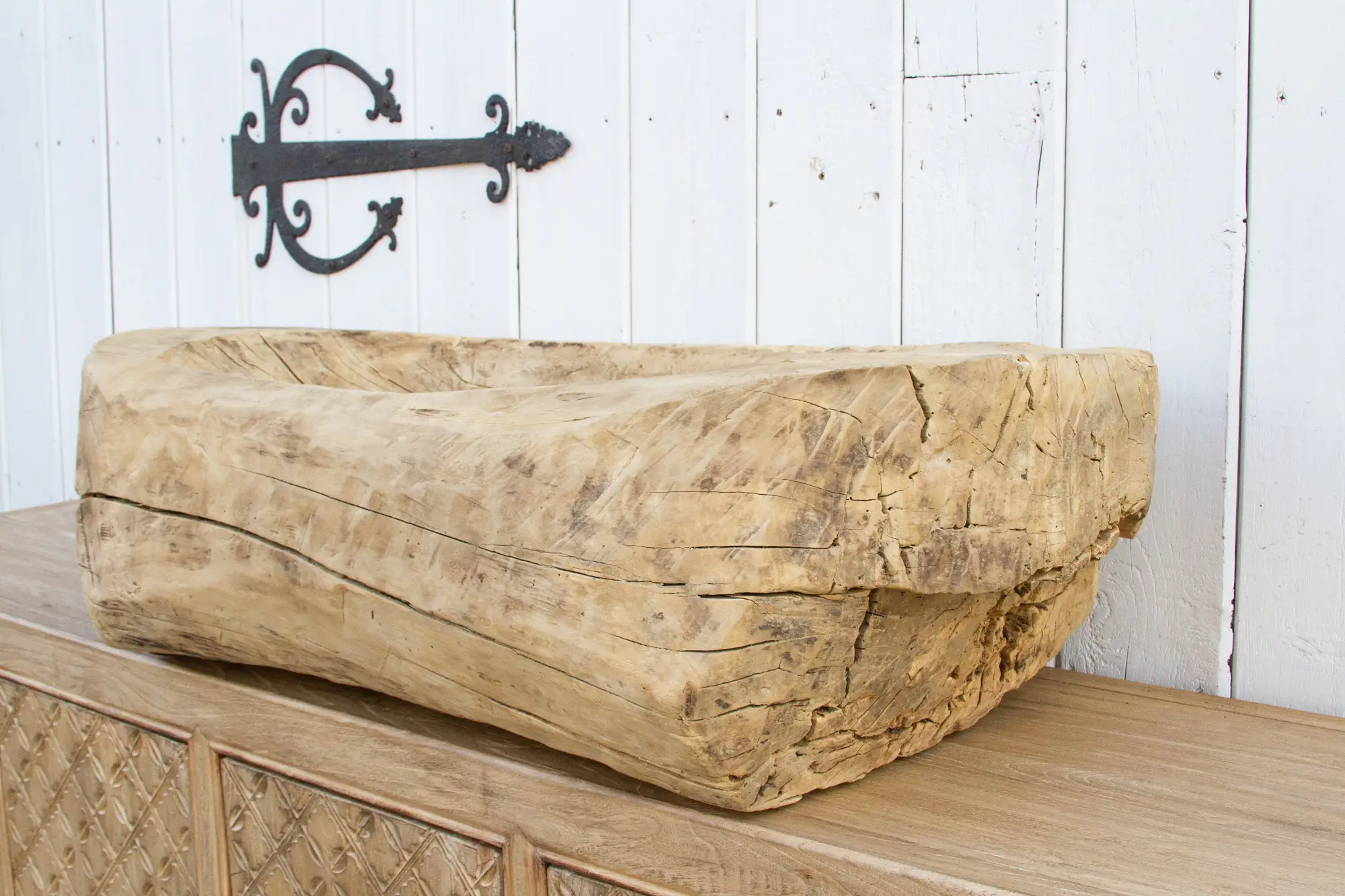 Antique Bleached Wood Trough Planter 5 Antique Bleached Wood Trough Planter