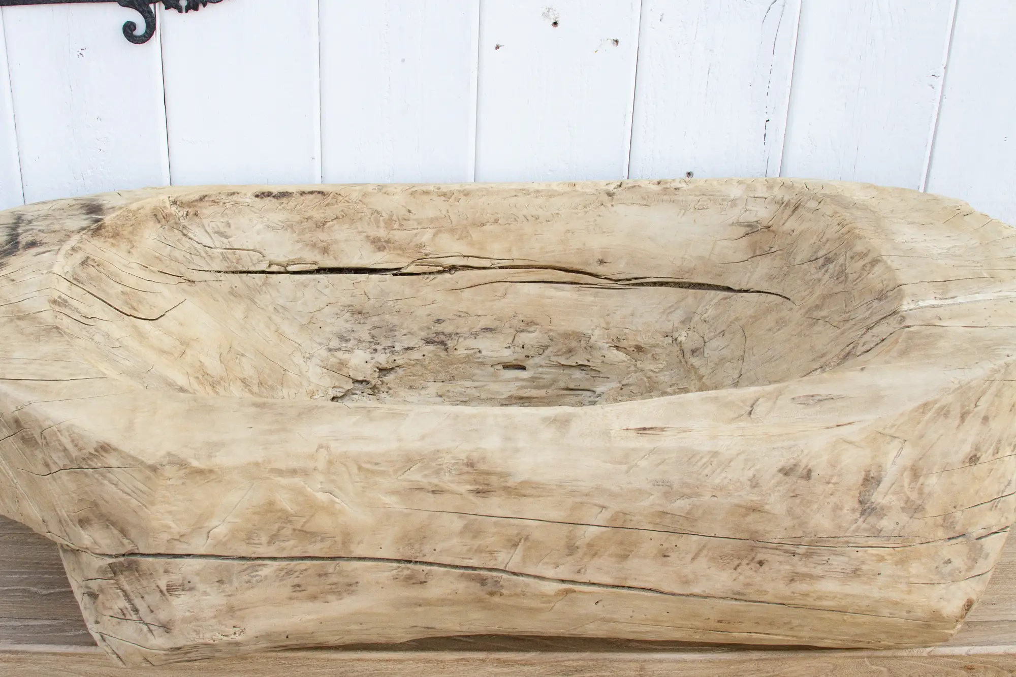 Antique Bleached Wood Trough Planter 6 Antique Bleached Wood Trough Planter