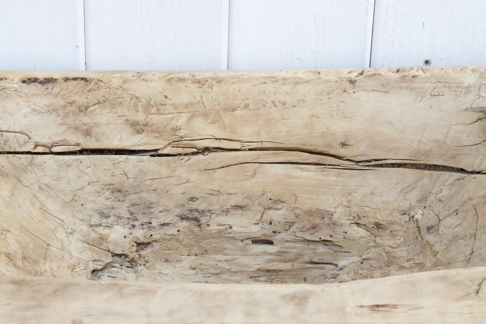Antique Bleached Wood Trough Planter 7 Antique Bleached Wood Trough Planter