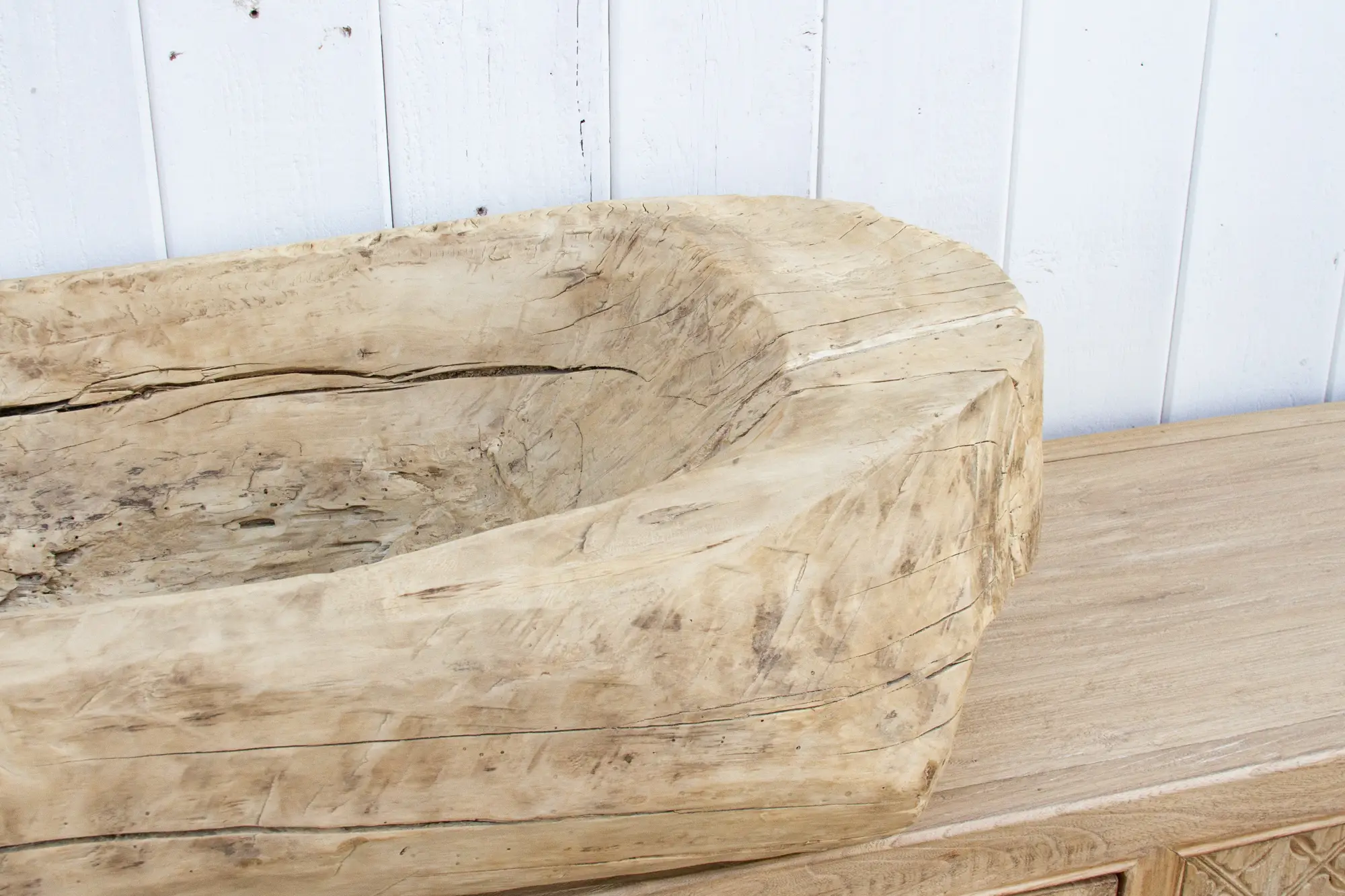 Antique Bleached Wood Trough Planter 8 Antique Bleached Wood Trough Planter