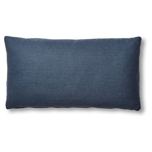 Ada Long Lumbar Pillow, Navy Linen