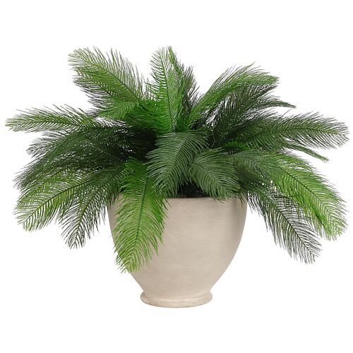17" Feather Fern in Pottery Bowl, Faux 1 17" Feather Fern in Pottery Bowl, Faux