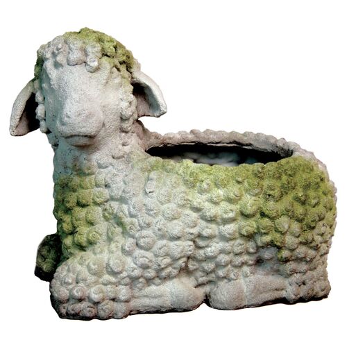 15" Lamb Planter, White Moss 1 15" Lamb Planter, White Moss