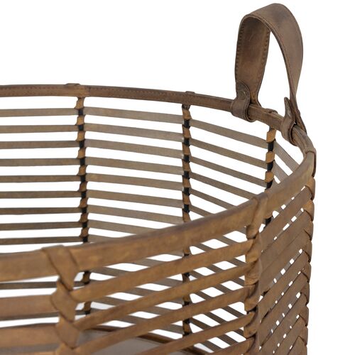 Finn Leather Basket, Brown 3 Finn Leather Basket, Brown