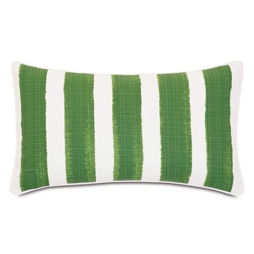 Pergola Lumbar Outdoor Pillow, Basil/White