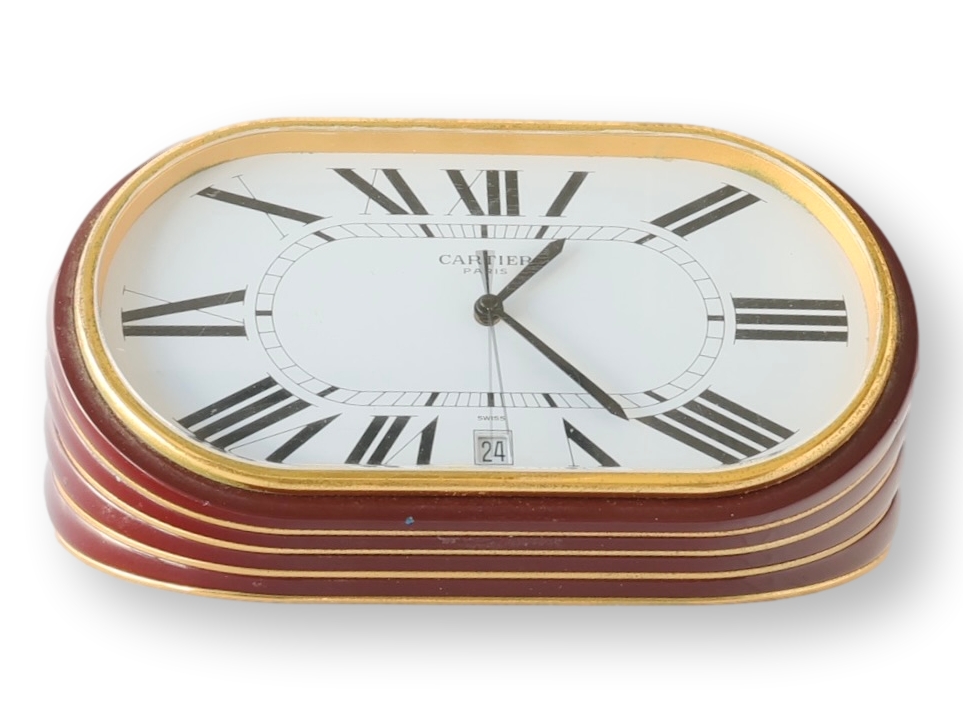 Cartier Accordian Enameled Desk Clock