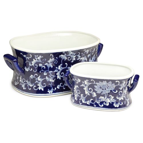 Asst. of 2 Lisse Cachepots, Blue/White