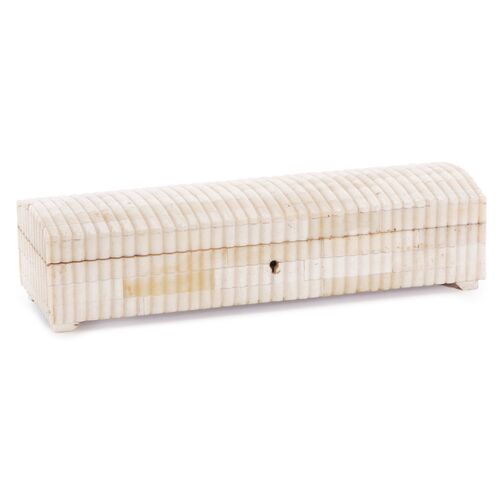 12" Bone-Tile Desk Box, Ivory