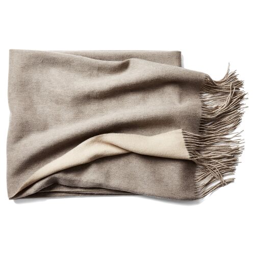 Reversible Cashmere-Blend Throw, Sand 1 Reversible Cashmere-Blend Throw, Sand