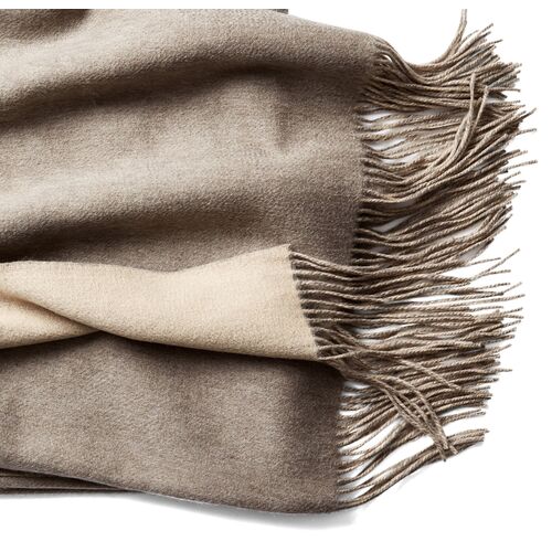 Reversible Cashmere-Blend Throw, Sand 2 Reversible Cashmere-Blend Throw, Sand
