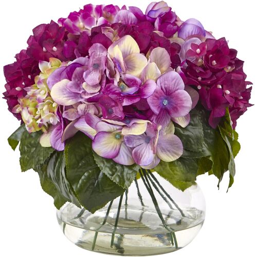 11" Faux Hydrangea Flower Arrangement 1 11" Faux Hydrangea Flower Arrangement