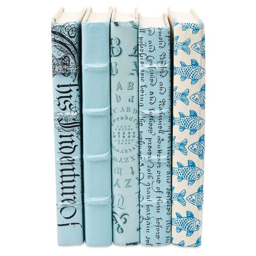 S/5 Designer Books, Light Blue 2 S/5 Designer Books, Light Blue