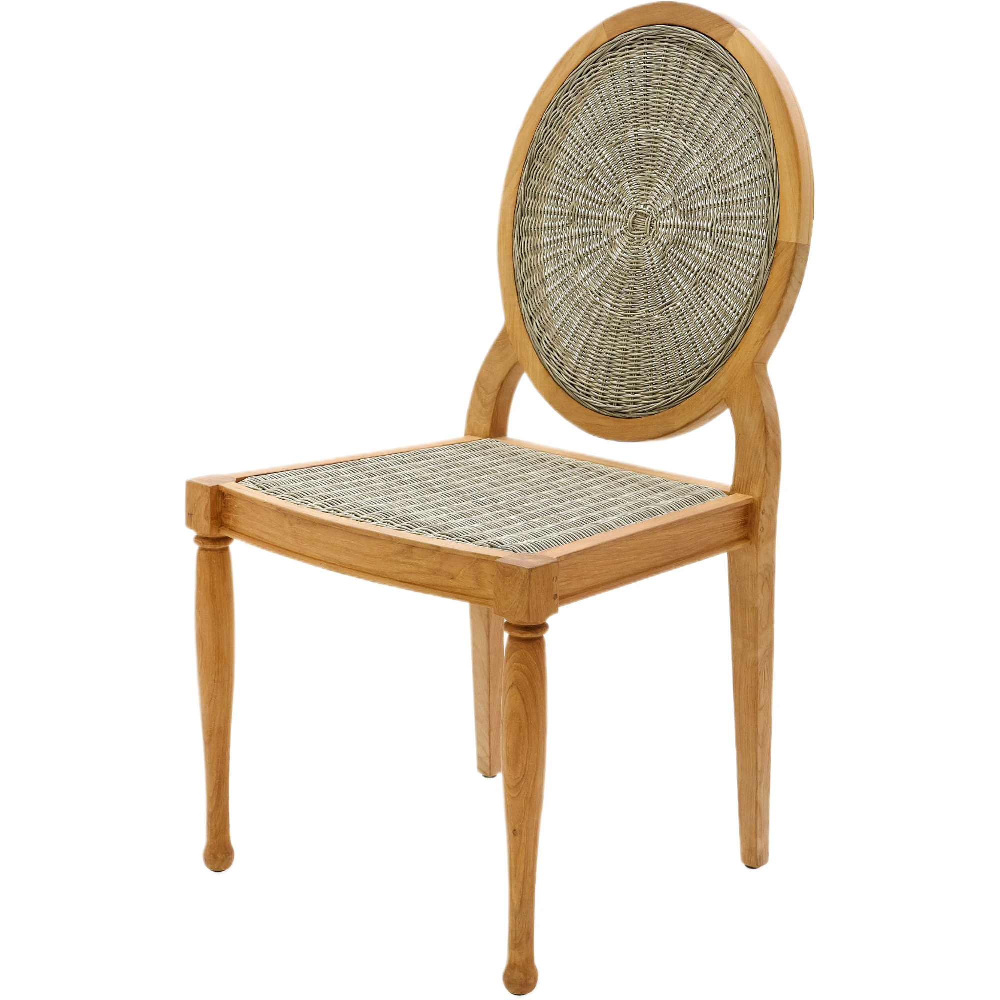 Louis Outdoor Teak Rattan Dining Chair, Natural/Brown 1 Louis Outdoor Teak Rattan Dining Chair, Natural/Brown