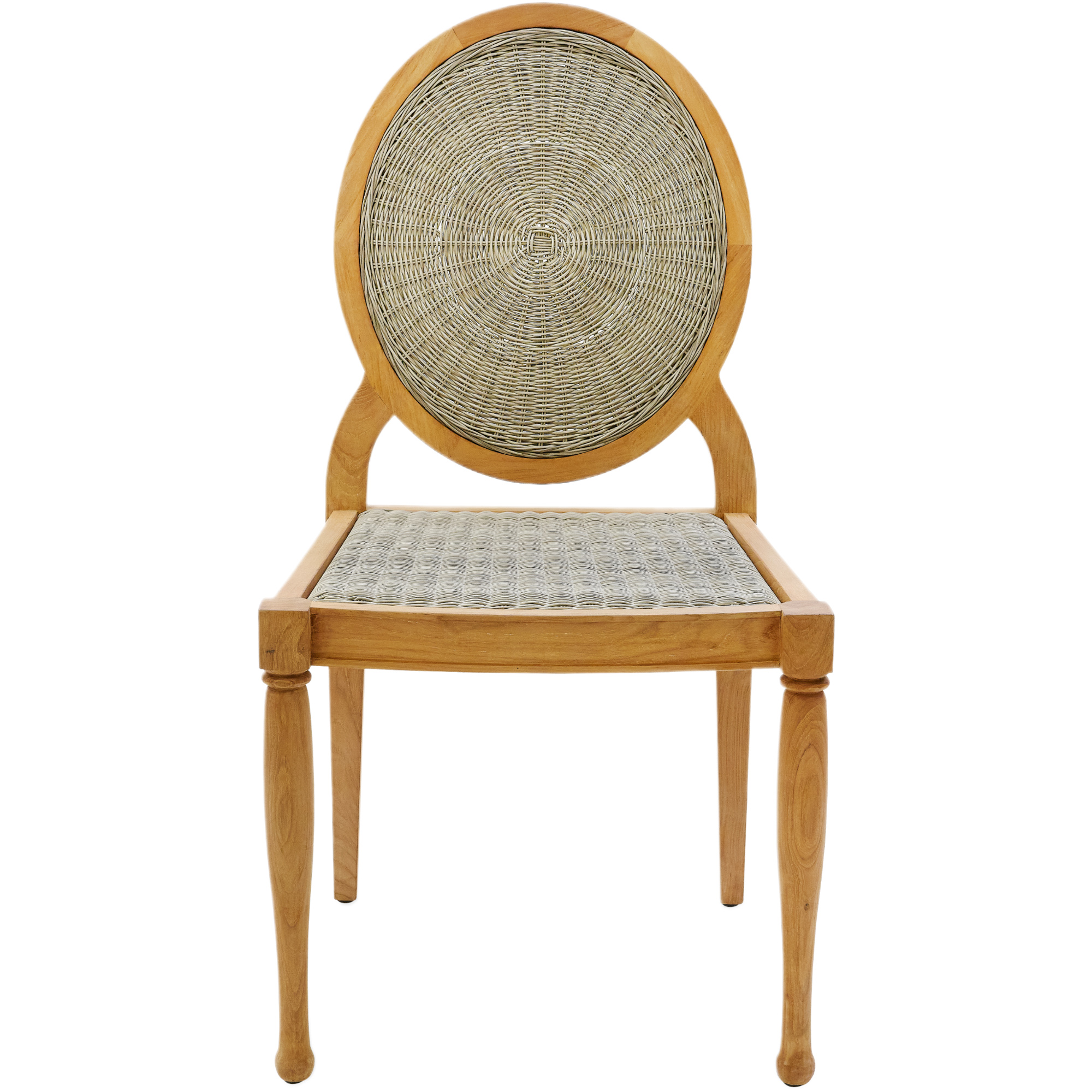 Louis Outdoor Teak Rattan Dining Chair, Natural/Brown 2 Louis Outdoor Teak Rattan Dining Chair, Natural/Brown