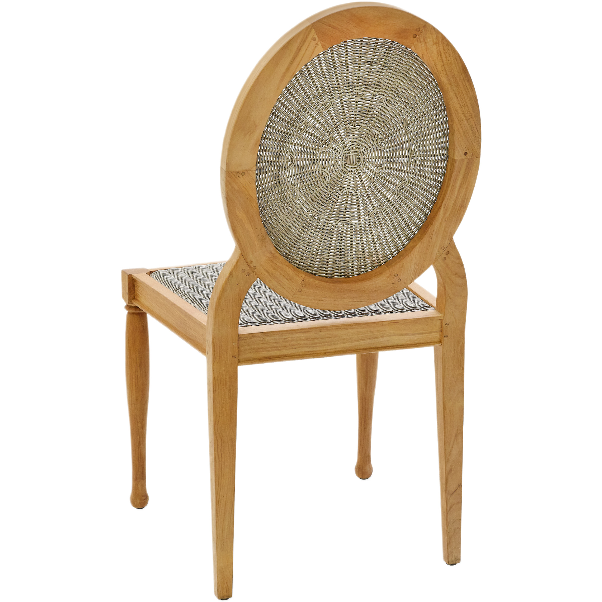 Louis Outdoor Teak Rattan Dining Chair, Natural/Brown 4 Louis Outdoor Teak Rattan Dining Chair, Natural/Brown