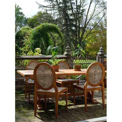 Louis Outdoor Teak Rattan Dining Chair, Natural/Brown 8 Louis Outdoor Teak Rattan Dining Chair, Natural/Brown