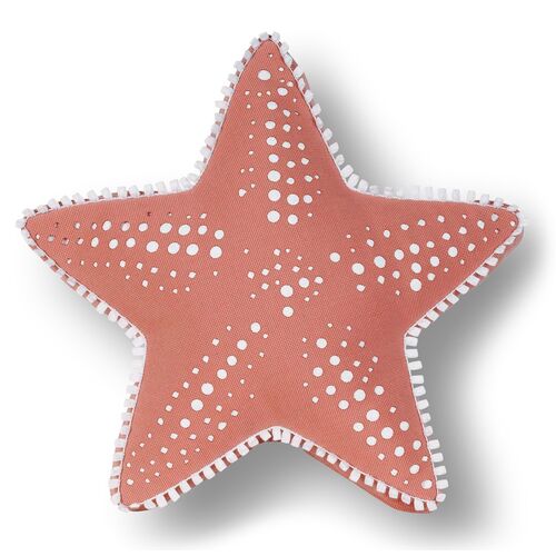 Celia 17x17 Outdoor Pillow, Coral/White
