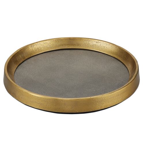 Tanay Round Tray, Antique Brass