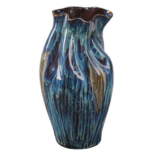 Whirl Ceramic Vase, Blue 1 Whirl Ceramic Vase, Blue