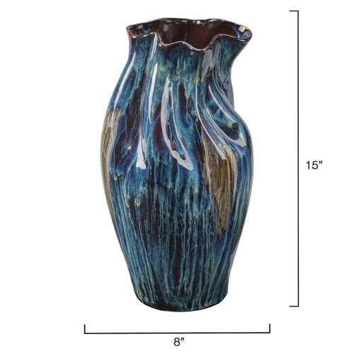 Whirl Ceramic Vase, Blue 3 Whirl Ceramic Vase, Blue