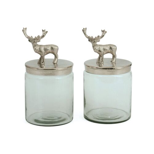 Pair of Glass Bambee Jars 1 Pair of Glass Bambee Jars
