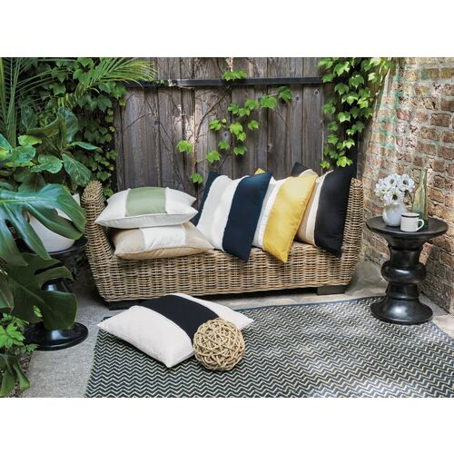 Zuri 20x20 Outdoor Pillow, Yellow/White 5 Zuri 20x20 Outdoor Pillow, Yellow/White