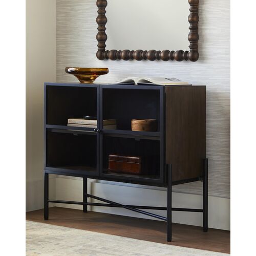 Mariposa 2-Door Iron/Wood Cabinet, Brown/Black 2 Mariposa 2-Door Iron/Wood Cabinet, Brown/Black