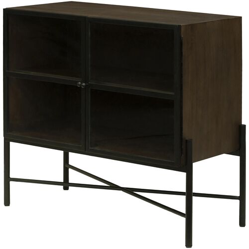 Mariposa 2-Door Iron/Wood Cabinet, Brown/Black 3 Mariposa 2-Door Iron/Wood Cabinet, Brown/Black