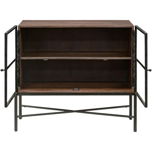 Mariposa 2-Door Iron/Wood Cabinet, Brown/Black 5 Mariposa 2-Door Iron/Wood Cabinet, Brown/Black
