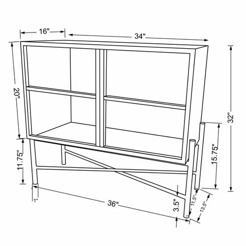 Mariposa 2-Door Iron/Wood Cabinet, Brown/Black 8 Mariposa 2-Door Iron/Wood Cabinet, Brown/Black