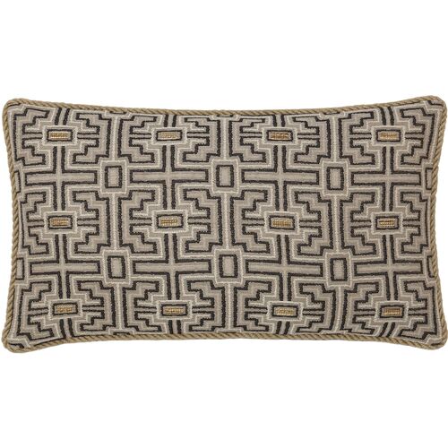 Asher Geometric Cord Lumbar Pillow, Stone/Bisque 1 Asher Geometric Cord Lumbar Pillow, Stone/Bisque