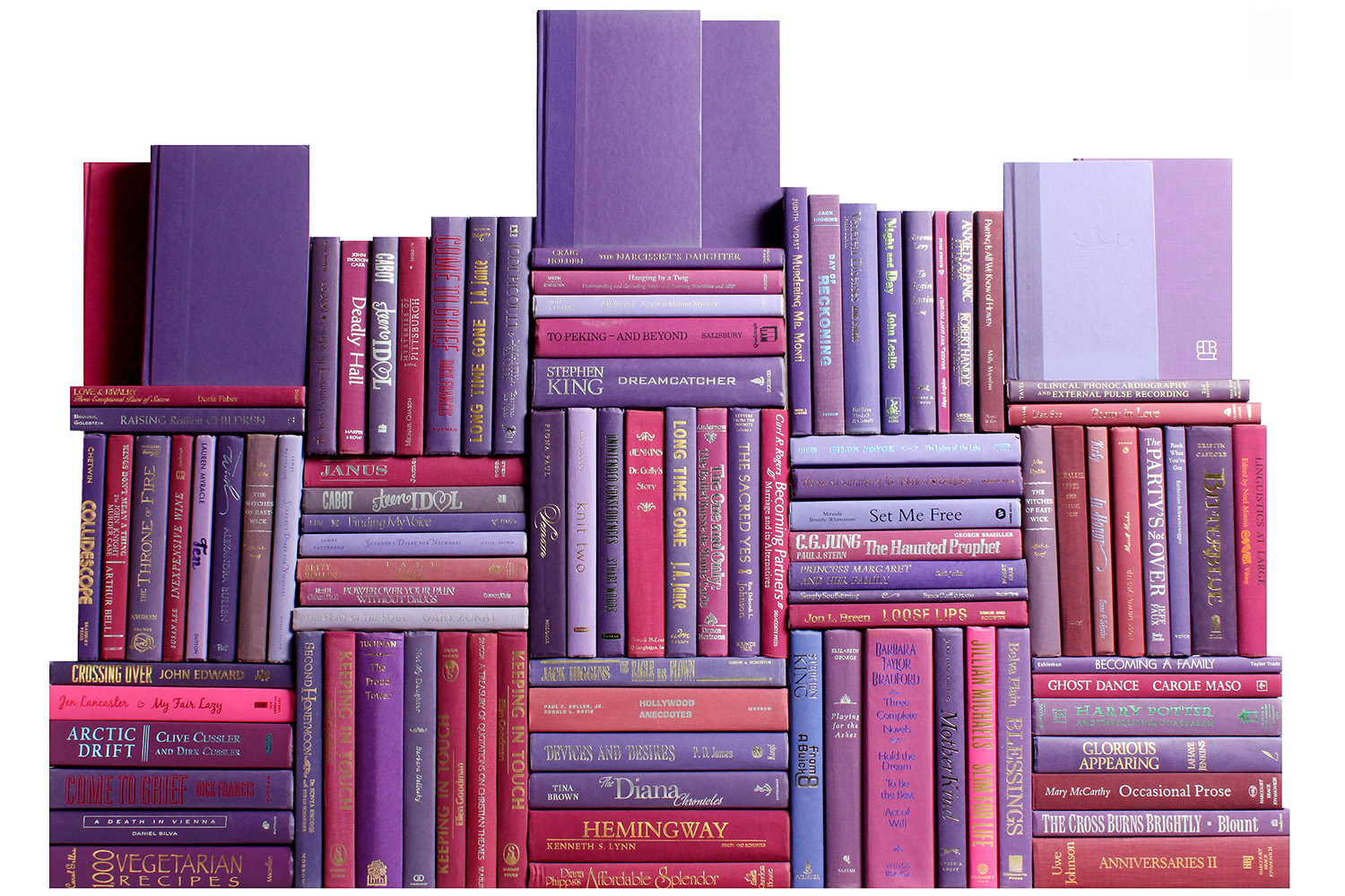 Decorative Set of 100 Book Wall, Berry 1 Decorative Set of 100 Book Wall, Berry