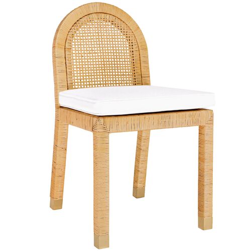 Valentino Rattan Arched Back Performance Dining Chair, Natural